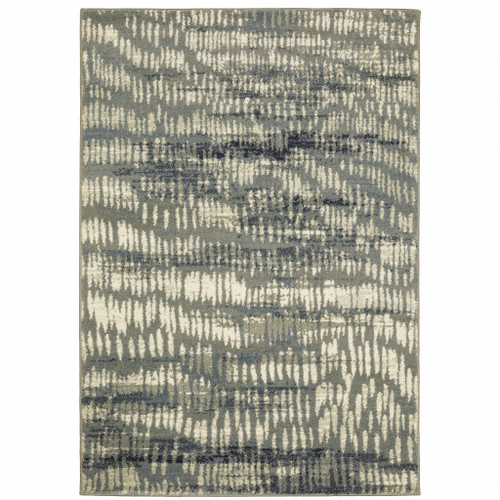 Homeroots Home Decor 10' x 13' Abstract Power Loom Stain Resistant Area Rug, Grey Beige Blue and Light Blue