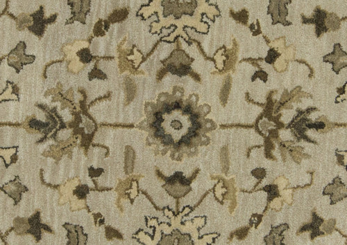 10' X 13' Gray Ivory And Taupe Wool Floral Tufted Handmade Stain Resistant Area Rug