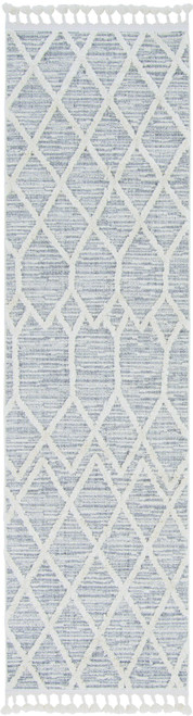 9' X 13' Ivory Grey Machine Woven Geometric Indoor Area Rug
