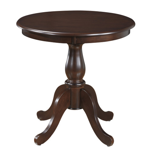 30" Dark Brown Round Turned Pedestal Base Wood Dining Table - 606114157427