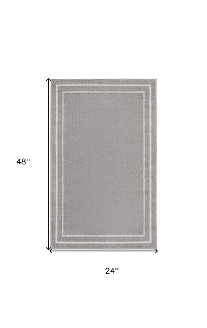 2' X 4' Gray And Ivory Indoor Outdoor Area Rug - 880016460049