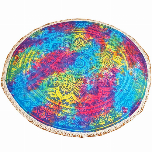 Tie Dye Ombre Round Star Mandala Crochet Tapestry Wall Art - 005372647549