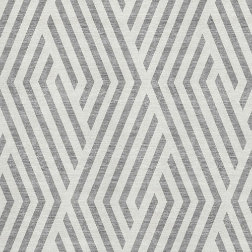 9' X 12' Gray And Ivory Geometric Washable Area Rug With UV Protection - 880024628868