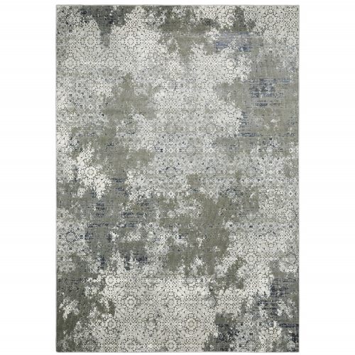 7' X 10' Beige And Gray Abstract Distressed Area Rug