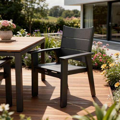 26" Black Heavy Duty Plastic Outdoor Dining Chair - 880024974392