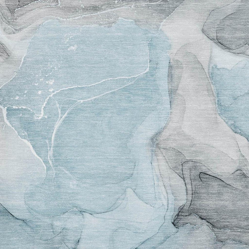 10' X 14' Teal And Gray Abstract Washable Area Rug With UV Protection - 880024933450