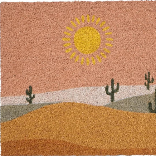 17" X 29" Brown Orange And Yellow Cactus Outdoor Coir Door Mat - 880024983325