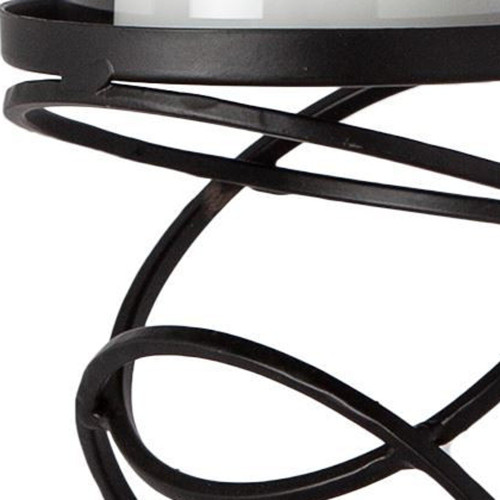 14" Black Geometric Glass And Metal Tabletop Pillar Candle Holder - 880016421743