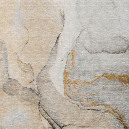 3' X 5' Beige Brown And Ivory Abstract Washable Area Rug With UV Protection - 880016823264