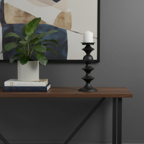 13" Black Metal Tabletop Pillar Candle Holder - 880024542812
