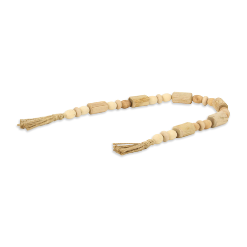 40" Brown Wood Beads And Rope Decorative Tassel - 608219349790