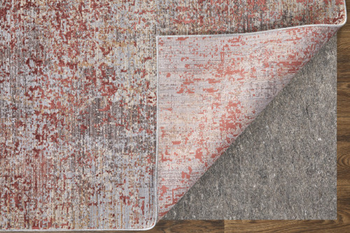 10' X 13' Red Gray And Pink Abstract Area Rug - 608219017972