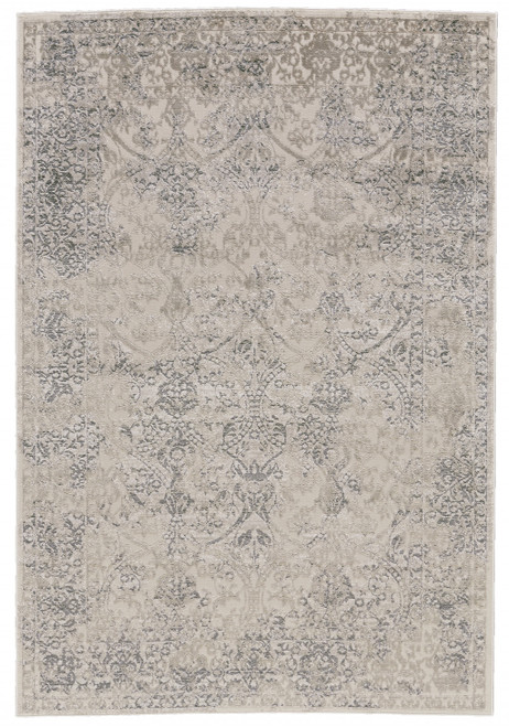 10' X 13' Ivory Gray And Black Abstract Stain Resistant Area Rug - 606114107514