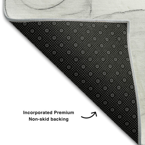 3' X 5' Gray And Ivory Abstract Washable Area Rug With UV Protection - 880024962559