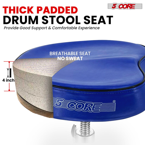 Drum Throne 4" Padded Guitar Stool Drummer Chair Adjustable Musician Seat - 810144134772