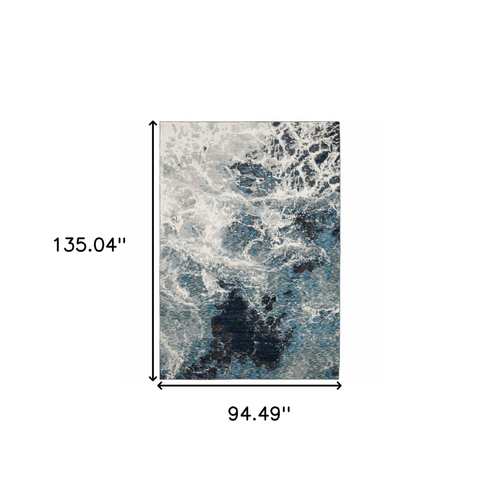 8' X 11' Gray Abstract Power Loom Area Rug