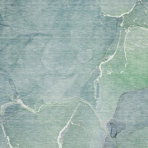 10' X 14' Teal And Ivory Abstract Washable Area Rug With UV Protection - 880016440829