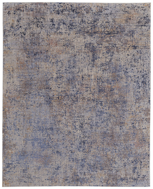 10' X 13' Blue Brown and Tan Abstract Power Loom Area Rug - 608219232528