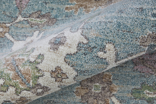 12' X 15' Blue Ivory And Brown Floral Distressed Area Rug - 880016509458