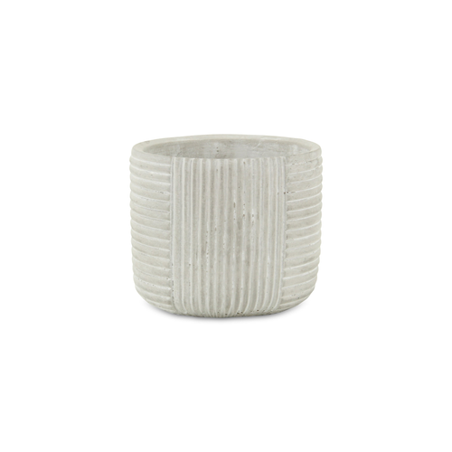 Light Cement 39 Ounce Striped Round Distressed Pot Planter - 880024825786