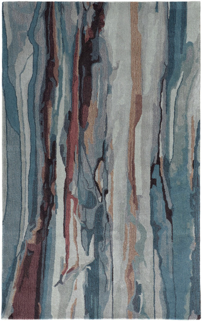 9' X 12' Blue and Orange Wool Abstract Hand Tufted Area Rug