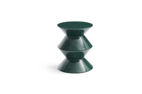 18" Green Wood Round Top Geo Pedestal End Table - 880024987842