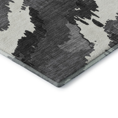 5' X 8' Black And Ivory Abstract Washable Area Rug With UV Protection - 880024904290