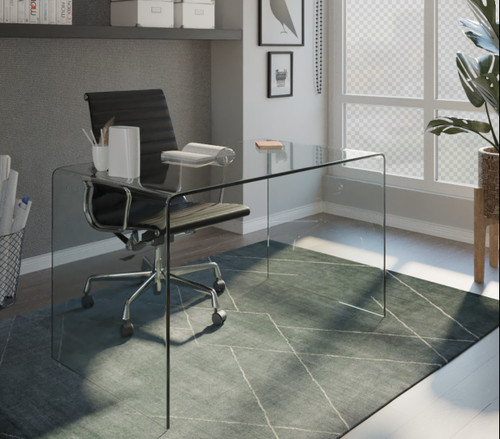 43" Clear Glass Computer Desk - 880016843613