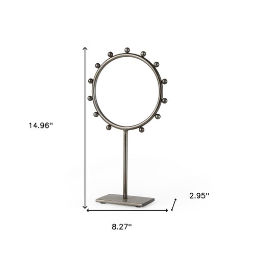 15" Gray Metal Circle Tabletop Sculpture - 880016872507