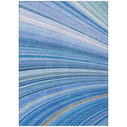 9' X 12' Blue Denim Blue And Sky Blue Abstract Washable Indoor Outdoor Area Rug - 608219333614