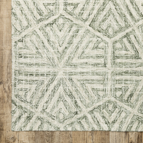 10' X 13' Gray And Ivory Wool Geometric Hand Tufted Area Rug - 606114976790