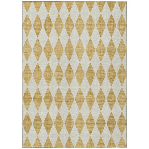 8' X 10' Gold Geometric Washable Indoor Outdoor Area Rug - 608219368609