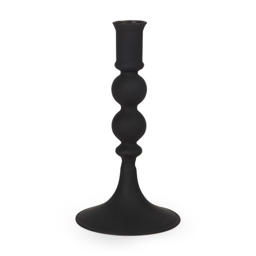 8" Black Glass Tabletop Taper Candlestick - 880024578002