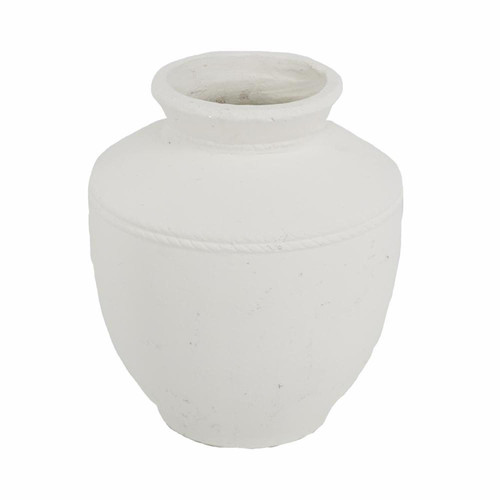 16" White Terracotta Round Jug Vase - 880024934402
