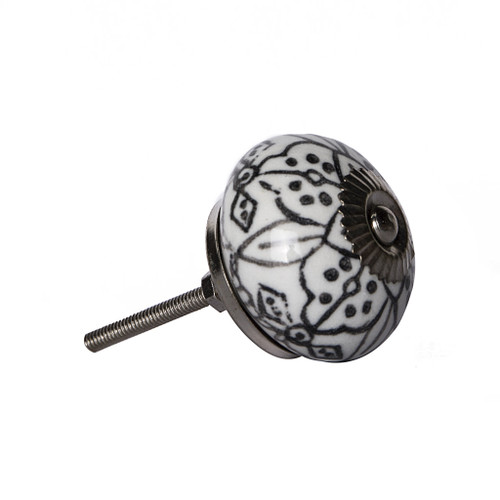 Set of Eight Black And White Ceramic And Metal Drawer Pull Knobs - 608219385743
