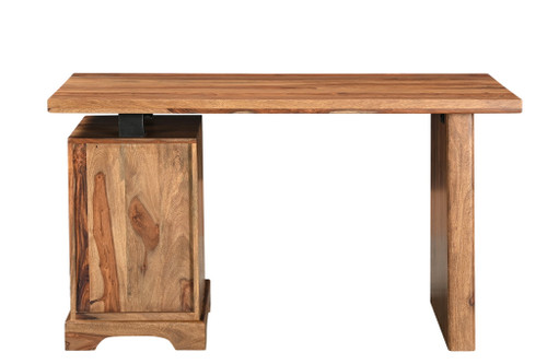 54" Brown Live Edge Solid Wood Writing Desk With Three Drawers - 608219283438