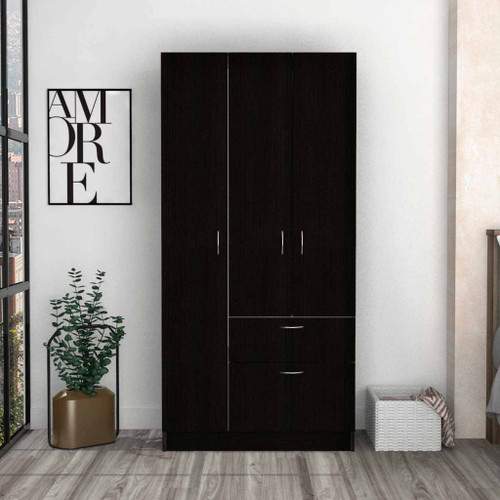Black and White Three Door Armoire - 808230120372