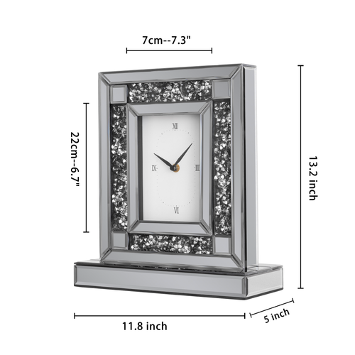 Faux Crystal MirroGlass Table Clock - 880016739633