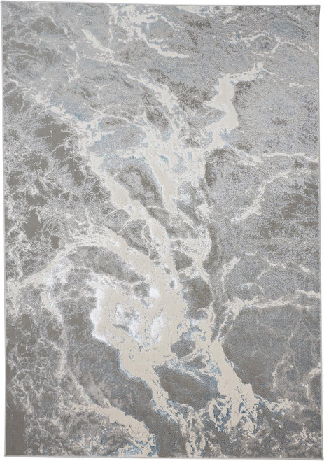9' X 12' Gray and Ivory Abstract Power Loom Area Rug