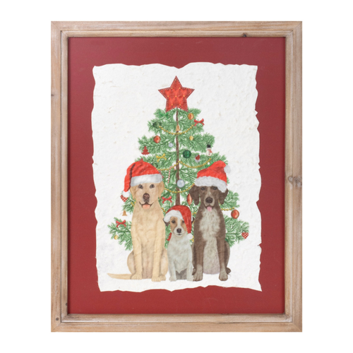 Holiday Dogs Christmas Tree Framed Wall Art - 880016556339