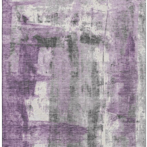 10' X 14' Purple Charcoal And Ivory Abstract Washable Area Rug With UV Protection - 880024661179