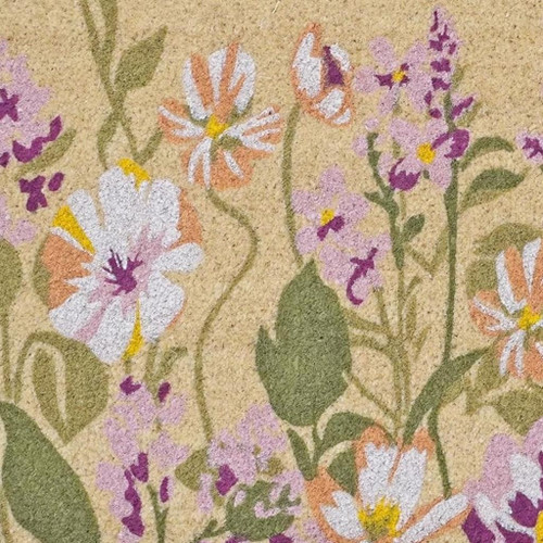 24" X 36" Brown Green And Purple Floral Outdoor Coir Door Mat - 880016785739