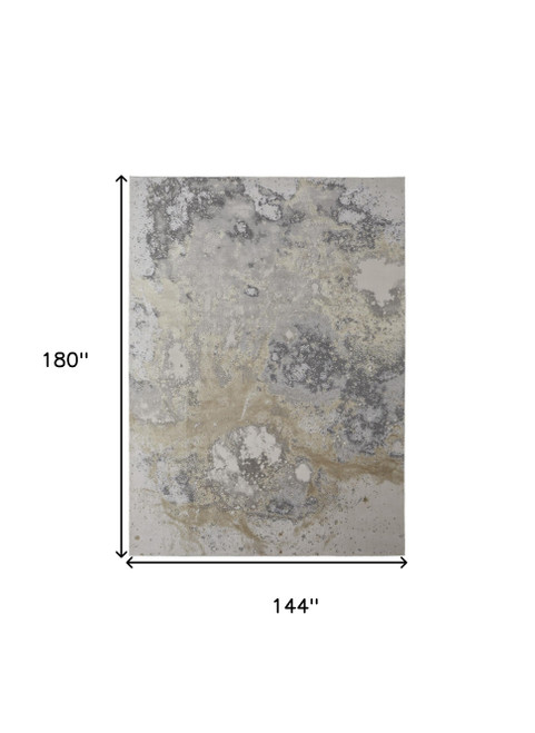 12' x 15' Gray and Ivory Abstract Power Loom Area Rug - 606114914358