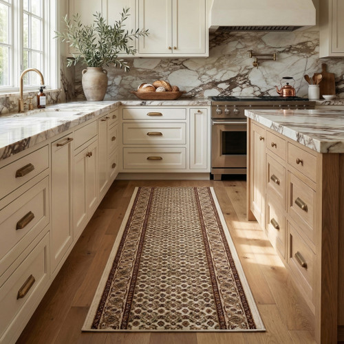 9' Beige And Cream Moroccan Runner Rug - 880024613956