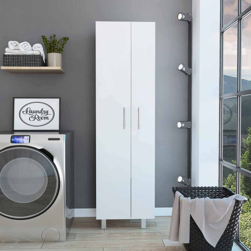 71" White Wood Pantry Or Storage Closet