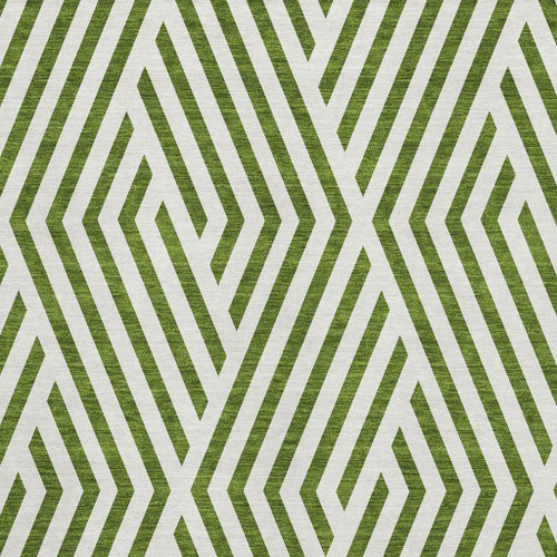 8' X 10' Olive Green And Ivory Geometric Washable Area Rug With UV Protection - 880024862774