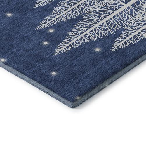 3' X 5' Blue And White Winter Snowman Washable Area Rug With UV Protection - 880016728835