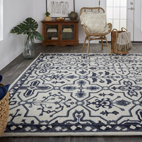 Homeroots Home Decor 9' X 12' Taupe and Gray Wool Floral Tufted Handmade Stain Resistant Area Rug