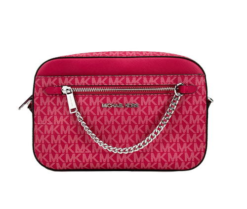 Michael Kors East West Leather Zip Chain Crossbody Bag - 197853703223
