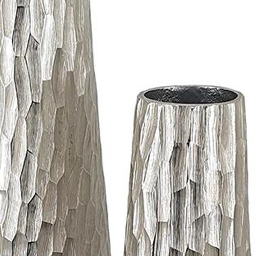 Set of Two Cast Aluminum Textured Table Vases - 880016569704